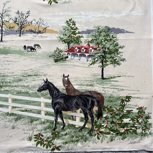 Vintage Waverly Tessuto Legato Derby Fattorie Cavalli 48 X 62 - Foto 1 di 9