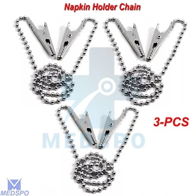 Dental Bib Clips Napkin Holder with Metal Chain Dentistry Instruments - Image 1 of 4