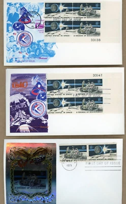 U.S. FDC August 1971 A Decade of Achievement Lot of 8 Covers includes 4 blocks - Image 1 of 3