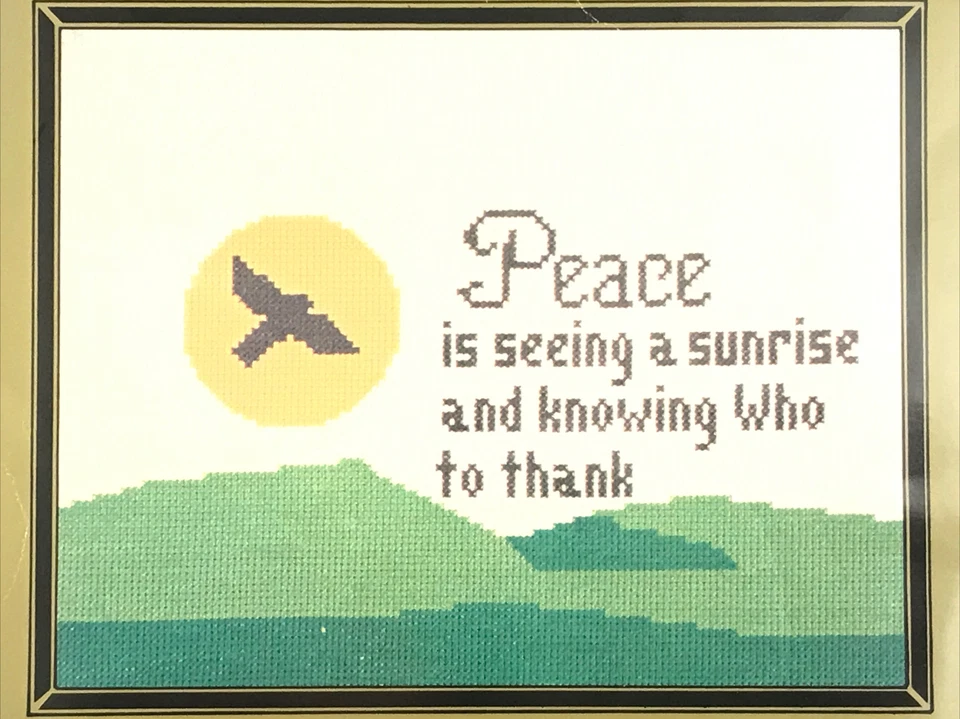 vtg Cross Stitch Pattern Peace Seeing Sunrise Knowing Who To Thank Christian - Image 1 of 4