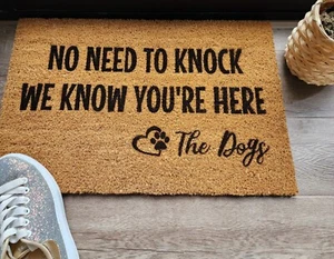 Custom Door Mat No Need to Knock Fun Pet Coir Doormat Housewarming Funny Gift - Picture 1 of 3