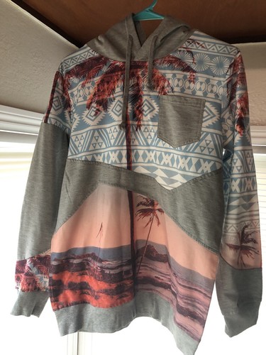 PALM ANGELS Palm Tree Felpa con Cappuccio LA Uomo Medium Blu Grigio