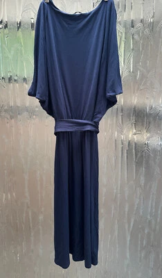 Vestido Vaina Three Dots Azul Marino Cinturón Manga Corta - Mediano Foto 1 de 4