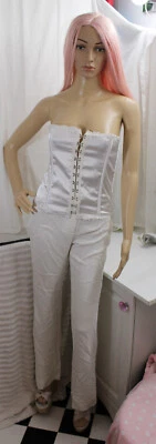 Mujer Elegante Momentos 40 Sin Tirantes Gancho/Cordones Cierre Blanco Satén Bustier Foto 1 de 4