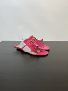 Gucci Women's Fringed Horsebit Suede Sandals Leather Shoes Pink Size 39 - Picture 1 of 16