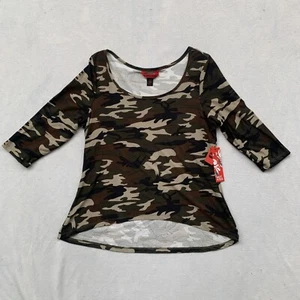 Hot Kiss Top Women's Plus 2X Brown Camo 3/4 Sleeve Stretch T Shirt NWT - Picture 1 of 9