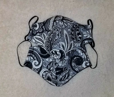 2 pack Black & White spiral floral hand made face mask - Image 1 of 2