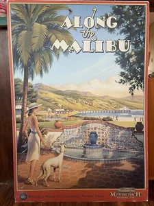 POSTER DA VIAGGIO "LUNGO la MALIBU" MOTORCOACH TOURING COACH PUBBLICITARIO 26" X 38" - Foto 1 di 7