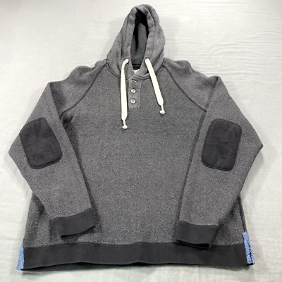 Moletom com capuz masculino carbono 2 cobalto grande cinza Henley pulôver remendos de cotovelo - Imagem 1 de 4