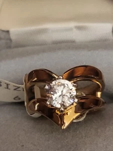 House of Dijon Antique Style Victorian CZ Solitaire Weddng Ring-Sz 6-NEW - Picture 1 of 6