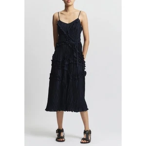 NWT Saint Art Bella Ruched Midi Dress in Navy Blue Women's Size Small - Picture 1 of 13