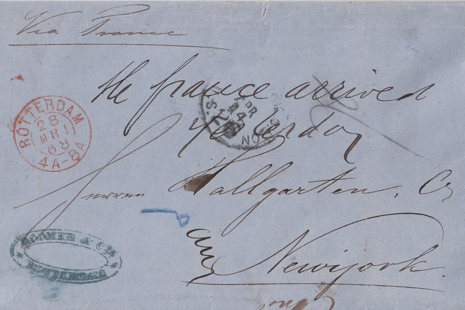 MTM359 1859 TRANSATLANTIC CIRCULAR FROM U.S. TO SARDINIA PRINTED MATTER RATE - Image 1 of 1