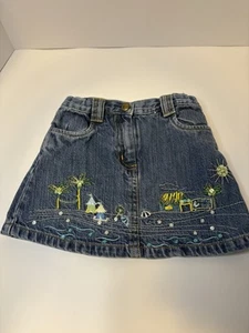 Y2K 2004 Gymboree Pool Party Embroidered Denim Skirt Size 3 - Picture 1 of 6