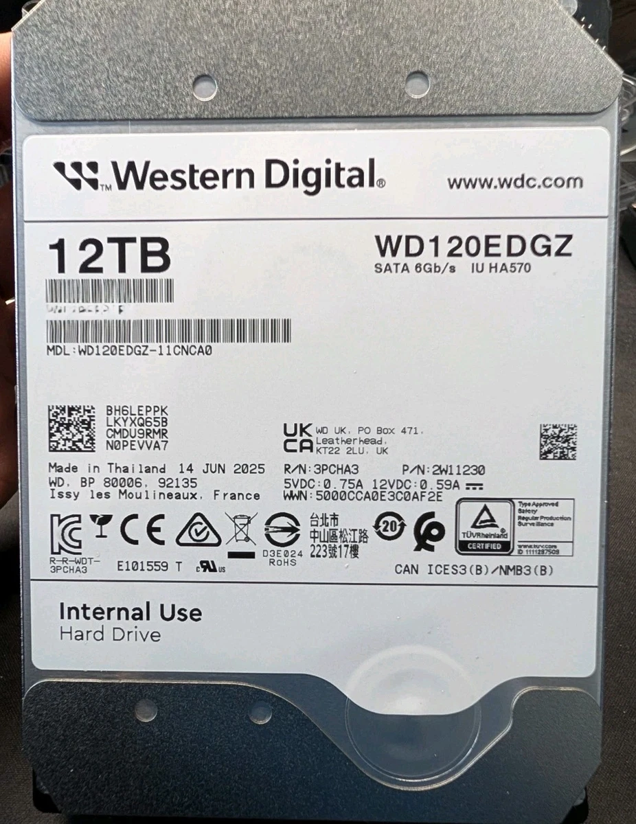 Western Digital Internal Hard Disk Drives 12 TB Storage Capacity