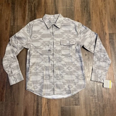 Nueva Camisa Falls Creek Para Hombres Gris Mediano Estampado Azteca Sin Pliegue Bolsillo Abotonado Foto 1 de 4