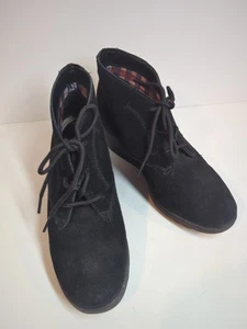 White Mountain Kahlua Suede Ankle Boots Wedge Heel Black Women Sz 8.5 - Picture 1 of 10