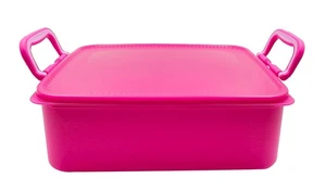 Tupperware Pink Plastic Rectangular Treasure Outdoor Handle Keeper 6.9L - Picture 1 of 11