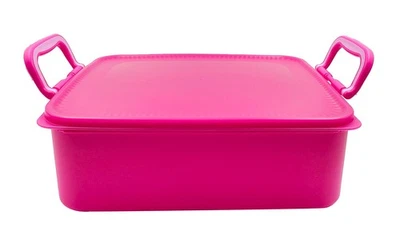 Tupperware Pink Plastic Rectangular Treasure Outdoor Handle Keeper 6.9L - Image 1 of 4