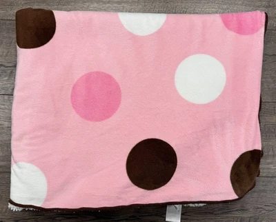 Manta de peluche Koala Baby rosa marrón blanco lunares círculos Lovey Sherpa Foto 1 de 4