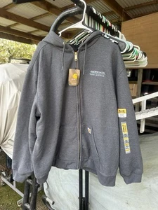 Carhartt Rain Defender Hoodie Sweatshirt Mens Size 2X Black + Gray Company Logo - Picture 1 of 12