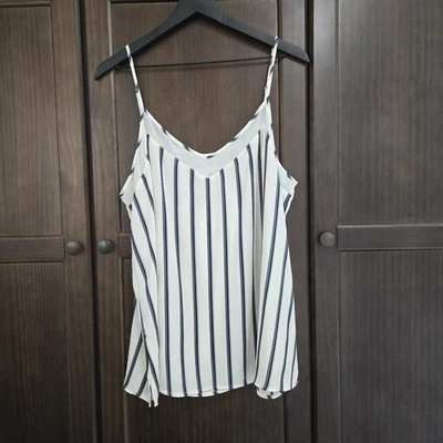 NWT Maurices Womens XL Double Pinstripe Sheer Hem Spaghetti Strap Flowy Tank - Image 1 of 4
