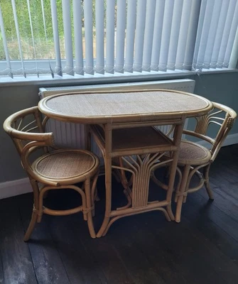Bamboo/Cane Mid Century Table And Chair Set - Image 1 of 4