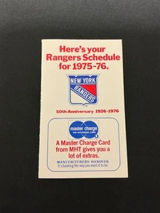 1975-1976 Official New York Rangers 50th Anniversary Pocket Schedule - Picture 1 of 4