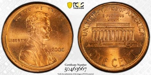 2000 P Rotated D/S in Collar Misaligned Observe Die Error Cent PCGS MS 65 RD - Picture 1 of 5