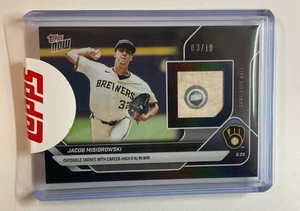03/10* Jacob Misiorowski BALL RELIC Brewers 2025 Topps NOW #3498 Outduels Skenes - Picture 1 of 8