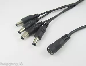 5.5mm x2.1mm DC Female to 4 Male 2.1mm Power Splitter Jack Cable for CCTV Camera - Picture 1 of 2