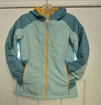 Lands End 冬季夹克 儿童 M 10-12 绿色 长连帽全拉链派克大衣 — 第 1/4 张图片