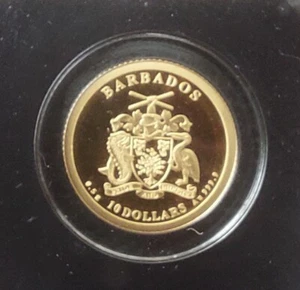 BARBADOS PROOF 10$ GOLD COIN 2022 YEAR 900th ANNI BARBAROSSA + COA - Picture 1 of 3