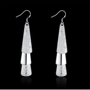 Fashion Jewelry 925 Sterling Silver Plated Three Flake Drop Earrings Gift E015 - Picture 1 of 4
