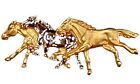 3 Pferde Stockpin Brosche oder Krawattennadel Gold galoppierende Pferde, ABSOLUT FABELHAFT 
