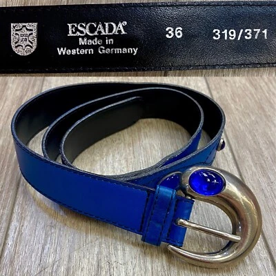 Vintage Designer Escada Belt Cobalt Blue W/ Blue Stones Made In Germany As Is - Image 1 of 4