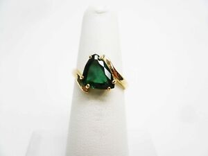 14K Yellow Gold Tourmaline Solitaire Ring Size 5 1/2