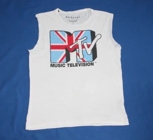 MTV Shirt Music Television White Sleeveless Men's Tank Top Tee Large - Picture 1 of 3