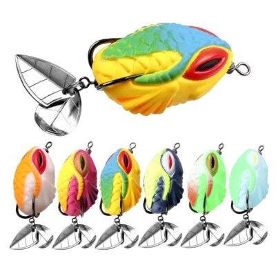 6 Piezas Topwater Pequeño Rana Suave Señuelo con Doble Hoja Bajo Trucha Cebo 3.5cm/7g Foto 1 de 4