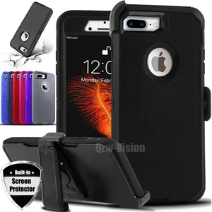 For iPhone 7 8 Plus Shockproof Rugged Case With Belt Clip & Screen Protector - Picture 1 of 16