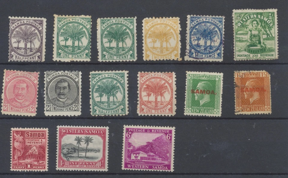 Samoa Stamps: 1866-1933: SG37;57a;58b;59c;60;81;90/1;115/6;154;180/1;185 - Image 1 of 2
