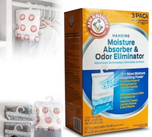 (3-Pack) 16 Oz Moisture Absorber Odor Eliminator Hanging Bags Long Lasting Fresh - Picture 1 of 12