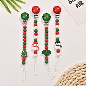Baby Dummy Clip Soother Pacifier Holder Silicone Beads Christmas Present