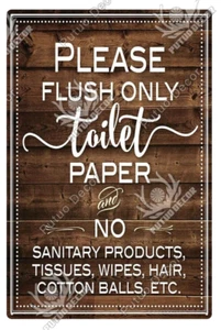 Please Flush Only Toilet Paper Metal Tin Sign WC Plaque Vintage Restroom Poster - Picture 1 of 11