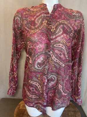 Ralph Lauren 紫色红色绿色佩斯利衬衫长袖棉质 S 码 — 第 1/4 张图片