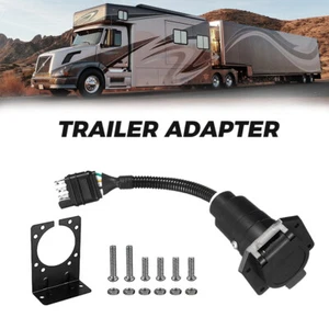 Trailer RV Boat Adapter Flat 4-Way to 7Way Round Blade Wiring Plug Connector Kit - Picture 1 of 11