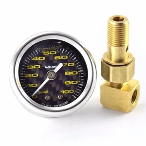 FITS HONDA ACURA 1 1/2" 100PSI FUEL PRESSURE GAUGE LIQUID FILLED 1/8 NPT KIT - Picture 1 of 5