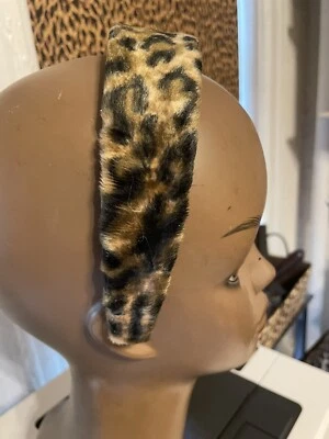 Ретро коричневый/желтовато-коричневый леопард гепард искусственного меха 1,7 «W обруч для волос - Изображение 1 из 3