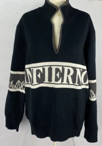 Voight By Valentina Made in Hell Infierno Rugby 1/4 Zip Sweater Sz X1 Black RARE - Picture 1 of 19