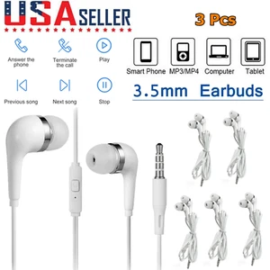 3 Pack 3.5mm In-Ear Earphone Wired Headphone Stereo Earbuds Super Bass Headset - Picture 1 of 11