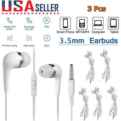 3 Pack 3.5mm In-Ear Earphone Wired Headphone Stereo Earbuds Super Bass Headset - Image 1 of 4